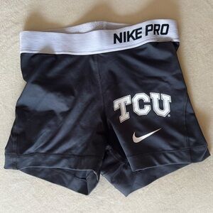 Nike Pro Black and White Shorts with TCU Logo